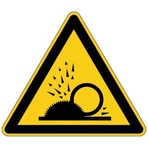 Fußbodenaufkleber Warnzeichen Warnung vor wegfliegenden Spänen