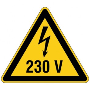 Warnschild Warnung vor elektrischer Spannung 230V · selbstklebend