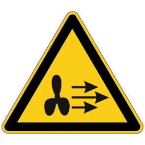 Warnschild Warnung vor starker Luftströmung · selbstklebend