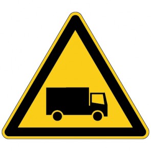 Warnschild Warnung vor Lastkraftwagen - Schwertransport · selbstklebend