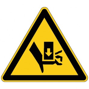 Warnschild Warnung vor Handverletzungen - Quetschgefahr durch Einpresswerkzeug
