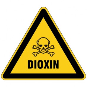 Warnschild Warnung vor Dioxin - Schwermetallen · selbstklebend