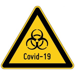Aufkleber Warnung vor Covid-19