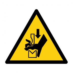 Aufkleber Warnzeichen Warnung vor Quetschgefahr der Hand zwischen Werkzeugen einer Presse · ISO 7010 W030 | stark haftend