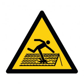 Schild Warnzeichen Warnung vor nicht durchtrittsicherem Dach · ISO 7010 W036