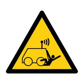 Aufkleber Warnzeichen Warnung vor Überrollen durch ferngesteuerte Maschine · ISO 7010 W037