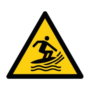 Schild Warnzeichen Warnung vor Surfsportgebiet · ISO 7010 W046 · selbstklebend