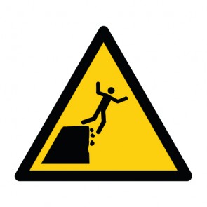 Schild Warnzeichen Warnung vor instabiler Klippenkante · ISO 7010 W052 · selbstklebend