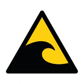 Schild Warnzeichen Warnung vor Tsunami-gefährdetem Bereich · ISO 7010 W056