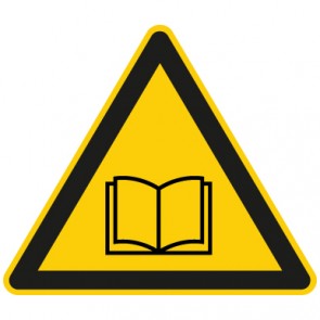 Warnschild Achtung, Handbuch lesen