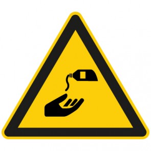Warnschild Achtung, Handcreme benutzen · selbstklebend