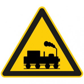 Aufkleber Warnung vor Schienenverkehr | stark haftend