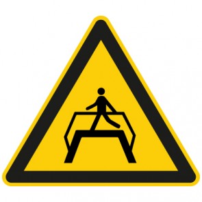 Warnschild Achtung, Fußgänger Überführung benutzen