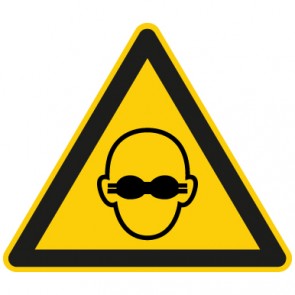 Warnschild Achtung, Schutzbrille tragen