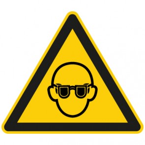 Warnschild Achtung, Schutzbrille tragen