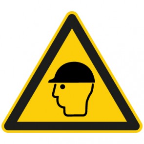 Warnschild Achtung, Kopfschutz tragen · selbstklebend