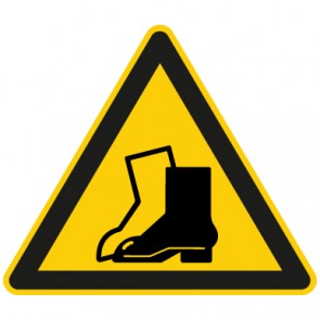 Warnschild Achtung, Fußschutz tragen