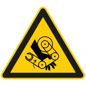 Warnschild Warnung vor Handverletzung durch Roboter