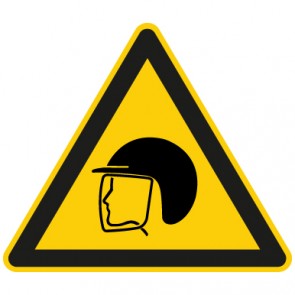 Warnschild Kopf- und Gesichtsschutz tragen
