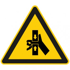 Warnschild Warnung vor Handverletzung durch Quetschgefahr