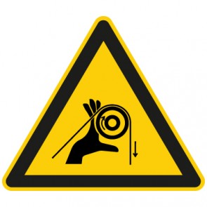 Aufkleber Warnung vor Handverletzung durch Riemenantrieb