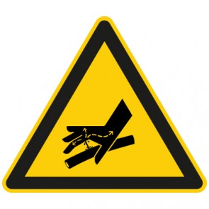 Warnschild Warnung vor Handverletzung durch Hydraulikleck · selbstklebend