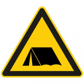 Warnschild Achtung, Camping Platz