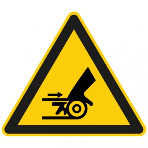 Warnschild Warnung Handverletzung durch Riemenantrieb