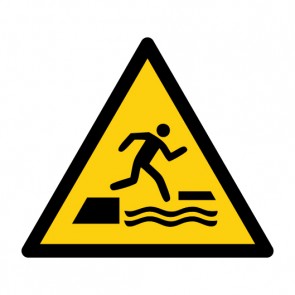 Magnetschild Warnzeichen Warnung vor dem ins Wasser Fallen beim Betreten oder Verlassen einer schwimmenden Fläche · ISO 7010 W068