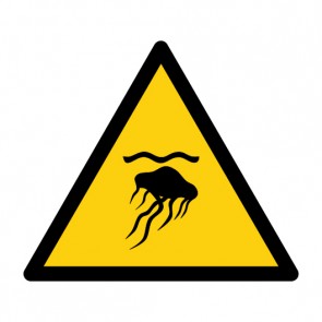 Schild Warnzeichen Warnung vor Quallen · ISO 7010 W069 · selbstklebend