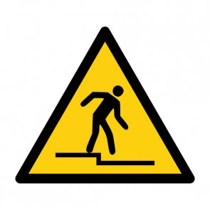 Schild Warnzeichen Warnung vor Abwärtsstufe · ISO 7010 W070 · selbstklebend