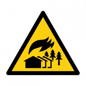Schild Warnzeichen Warnung vor großflächigem Brandgebiet · ISO 7010 W073 · selbstklebend