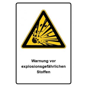 Warnzeichen mit Text Warnung vor explosionsgefährlichen Stoffen · MAGNETSCHILD