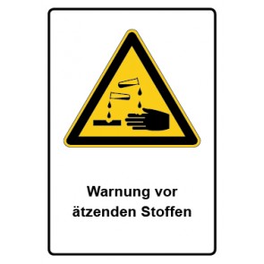 Warnzeichen mit Text Warnung vor ätzenden Stoffen · MAGNETSCHILD