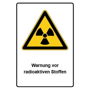 Warnzeichen mit Text Warnung vor radioaktiven Stoffen · MAGNETSCHILD