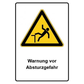 Schild Warnzeichen Piktogramm & Text deutsch · Warnung vor Absturzgefahr | selbstklebend
