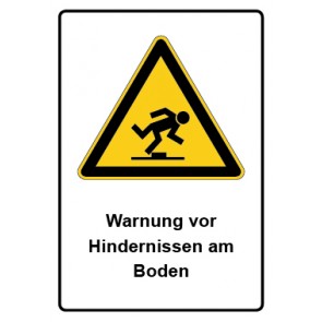 Schild Warnzeichen Piktogramm & Text deutsch · Warnung vor Hindernissen am Boden
