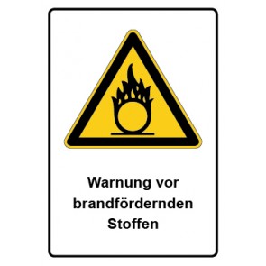 Aufkleber Warnzeichen Piktogramm & Text deutsch · Warnung vor brandfördernden Stoffen | stark haftend