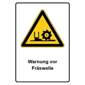 Schild Warnzeichen Piktogramm & Text deutsch · Warnung vor Fräswelle