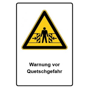 Schild Warnzeichen Piktogramm & Text deutsch · Warnung vor Quetschgefahr | selbstklebend (Warnschild)