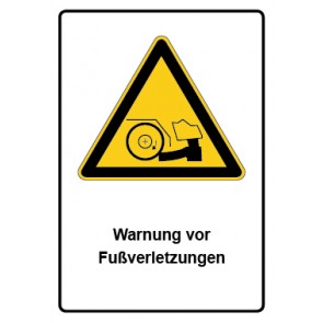 Schild Warnzeichen Piktogramm & Text deutsch · Warnung vor Fußverletzungen (Warnschild)