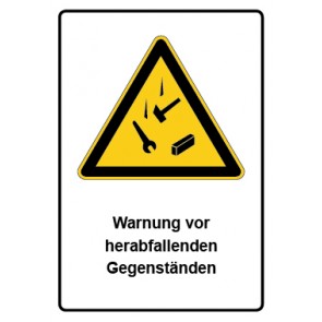 Schild Warnzeichen Piktogramm & Text deutsch · Warnung vor herabfallenden Gegenständen | selbstklebend