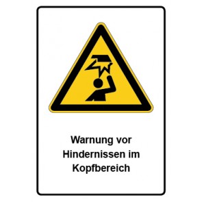 Magnetschild Warnzeichen Piktogramm & Text deutsch · Warnung vor Hindernissen im Kopfbereich