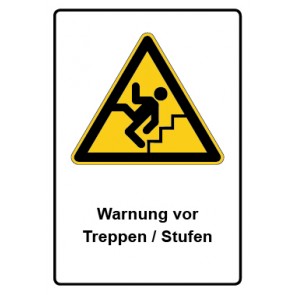 Schild Warnzeichen Piktogramm & Text deutsch · Warnung vor Treppe · Stufen