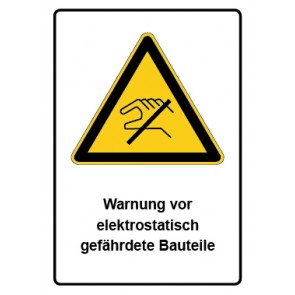 Schild Warnzeichen Piktogramm & Text deutsch · Warnung vor elektrostatisch gefährdete Bauteile | selbstklebend