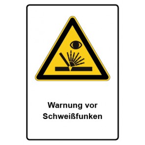 Schild Warnzeichen Piktogramm & Text deutsch · Warnung vor Schweißfunken