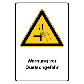 Schild Warnzeichen Piktogramm & Text deutsch · Warnung vor Quetschgefahr