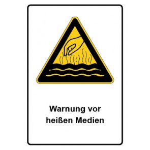 Magnetschild Warnzeichen Piktogramm & Text deutsch · Warnung vor heißen Medien
