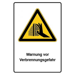 Schild Warnzeichen Piktogramm & Text deutsch · Warnung vor Verbrennungsgefahr | selbstklebend