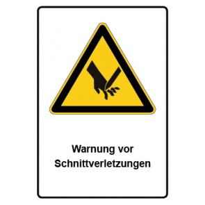Schild Warnzeichen Piktogramm & Text deutsch · Warnung vor Schnittverletzungen | selbstklebend